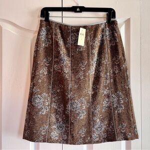 NWR Ann Taylor brown & light blue floral print lined wool skirt size 4